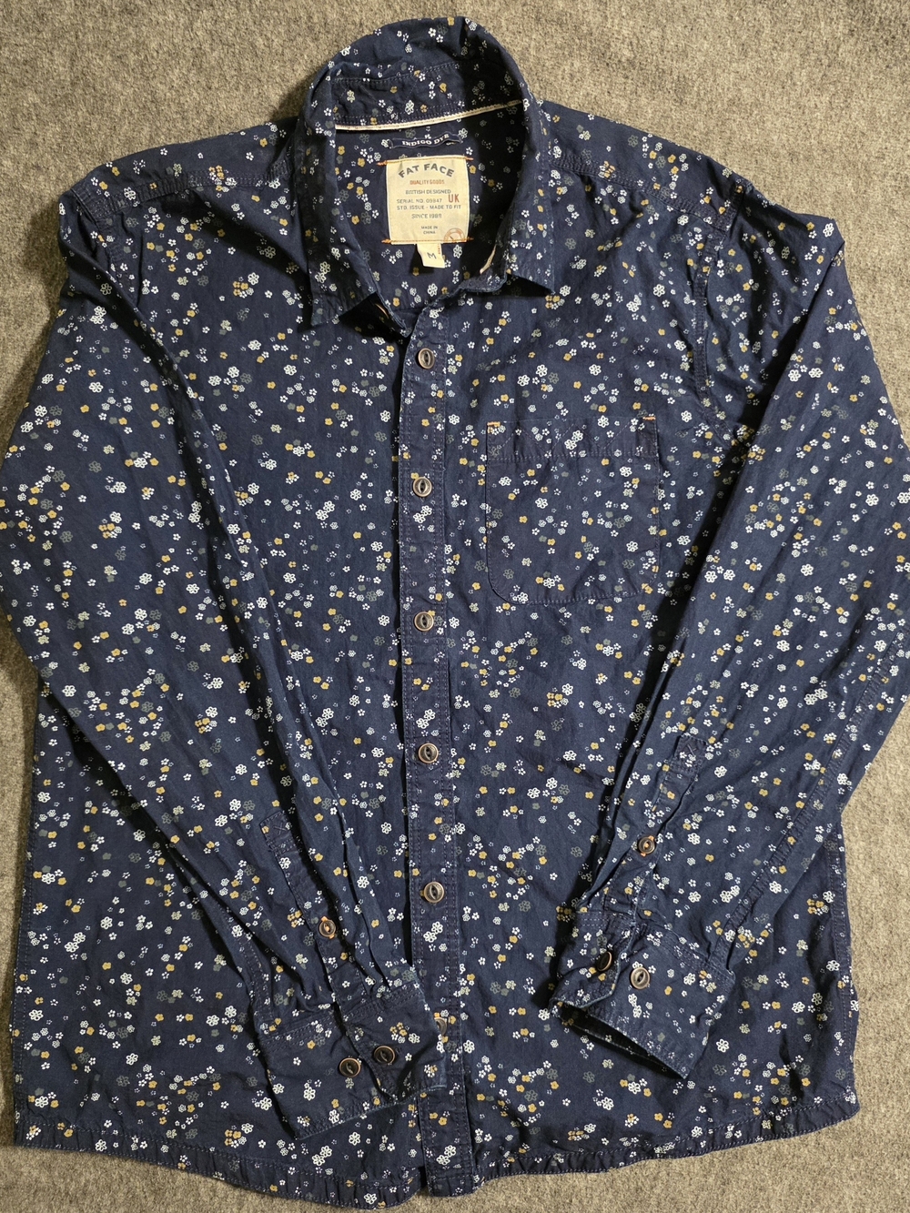 Fat Face Navy Floral Print Button-Down Shirt